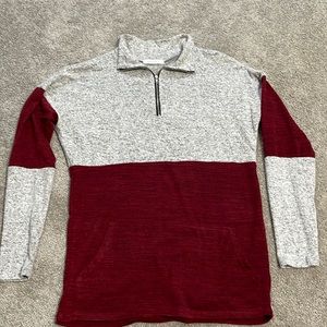 Grey and burgundy top